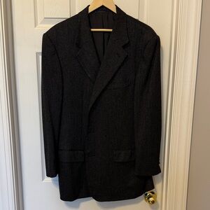 Davide Cenci Men's Cashmere Black/Grey Herringbone Single-Breasted Blazer